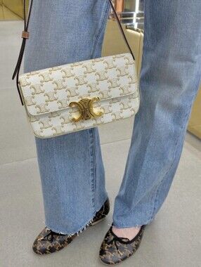 MSRP$3,295 Brand New! RARE! Celine Triomphe Claude Coated Canvas Shoulder Bag